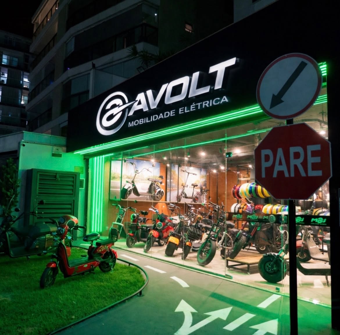 Fachada da loja Avolt Mobilidade Elétrica em Vitória, no Espírito Santo